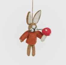 Load image into Gallery viewer, Fairtrade Russell the hare wool felt decoration
