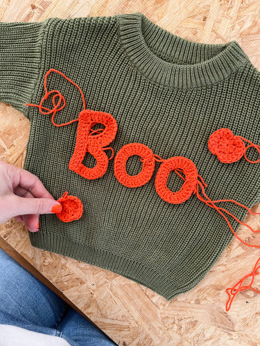 BOO! Halloween geansaí embroidery