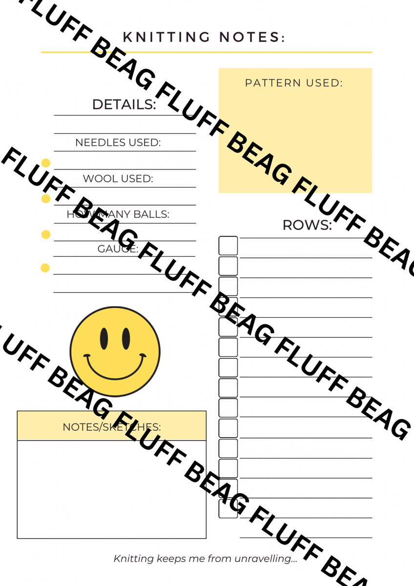 Printable knitting notes-English – The little siopa